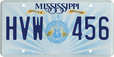 MS license plate HVW456