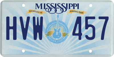 MS license plate HVW457