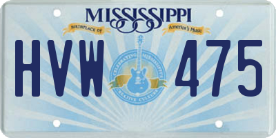 MS license plate HVW475