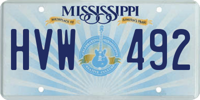 MS license plate HVW492