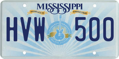 MS license plate HVW500