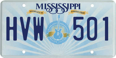 MS license plate HVW501