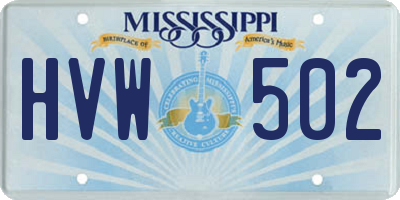 MS license plate HVW502