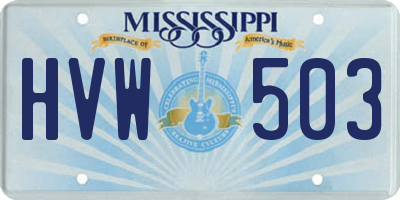 MS license plate HVW503