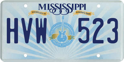 MS license plate HVW523