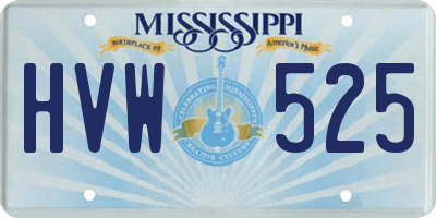 MS license plate HVW525