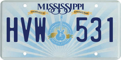 MS license plate HVW531