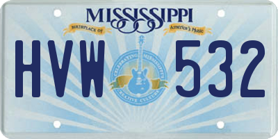 MS license plate HVW532