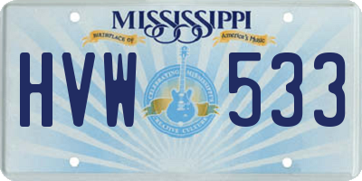 MS license plate HVW533