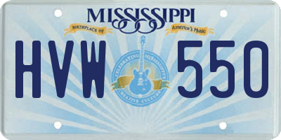 MS license plate HVW550