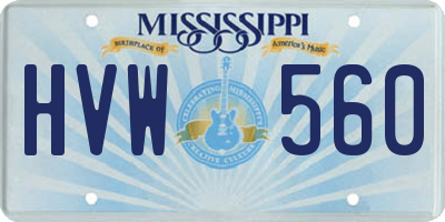 MS license plate HVW560