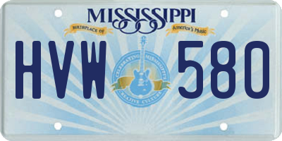 MS license plate HVW580