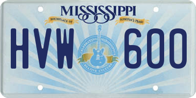 MS license plate HVW600