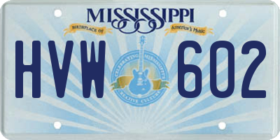 MS license plate HVW602
