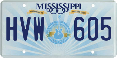 MS license plate HVW605