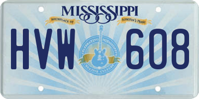 MS license plate HVW608