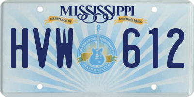 MS license plate HVW612