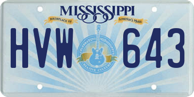 MS license plate HVW643
