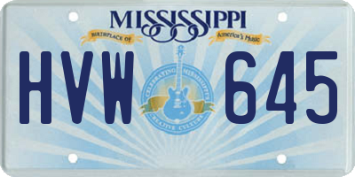 MS license plate HVW645