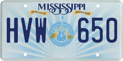 MS license plate HVW650