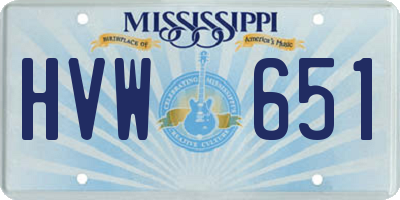 MS license plate HVW651