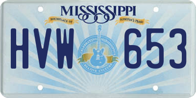 MS license plate HVW653
