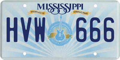 MS license plate HVW666