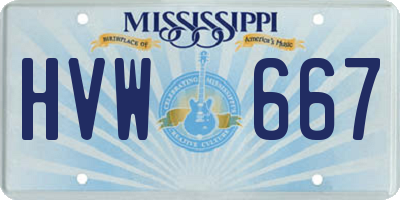 MS license plate HVW667