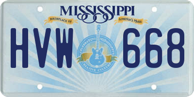 MS license plate HVW668
