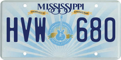 MS license plate HVW680