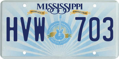 MS license plate HVW703