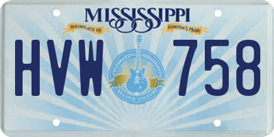 MS license plate HVW758