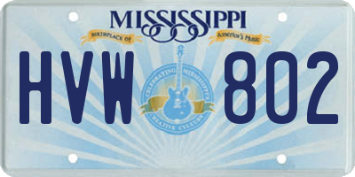 MS license plate HVW802