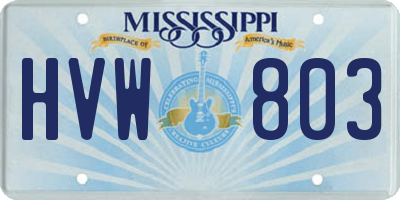 MS license plate HVW803
