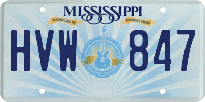 MS license plate HVW847