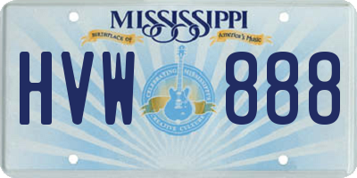 MS license plate HVW888