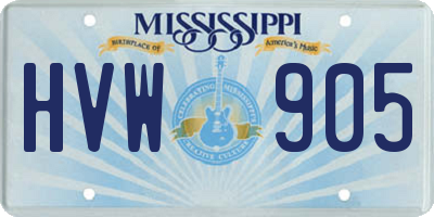 MS license plate HVW905