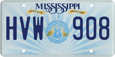 MS license plate HVW908