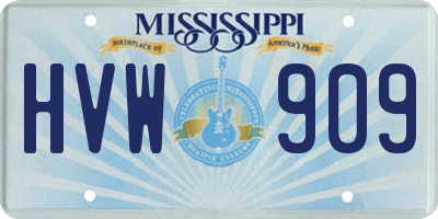 MS license plate HVW909