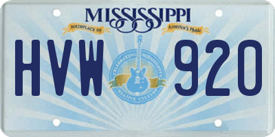 MS license plate HVW920