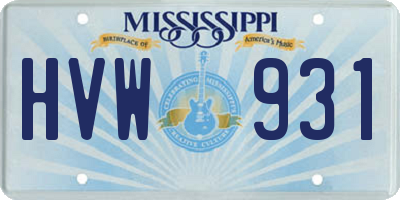 MS license plate HVW931