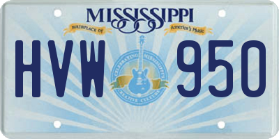 MS license plate HVW950