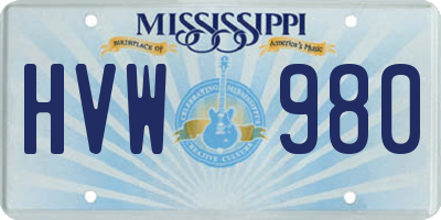 MS license plate HVW980