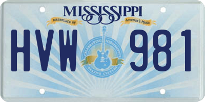 MS license plate HVW981
