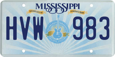 MS license plate HVW983