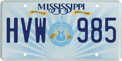 MS license plate HVW985