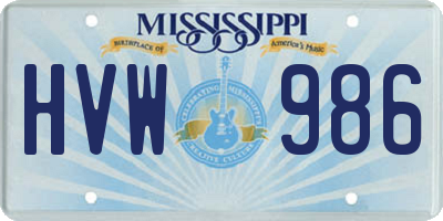 MS license plate HVW986