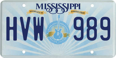 MS license plate HVW989