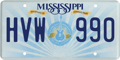 MS license plate HVW990