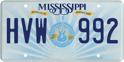 MS license plate HVW992